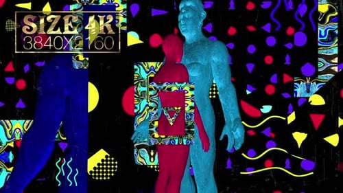 Vibrant Retro Abstract Figures with Geometric Patterns Animation