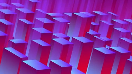 Abstract Geometric Pillars Animation with Vibrant Neon Colors