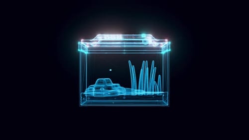 Blue Digital Cyber Aquarium Hologram 4k