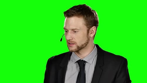 Call Center Operator. Green Screen