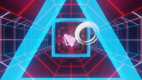 Flying Into Retro Style Tunnel Scifi Corridor