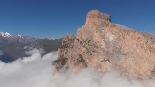 Aerial View of Fog in the Mountain Gorge