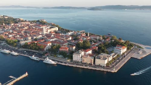 Drone Footage Aerial View of Zadar Marina Croatia