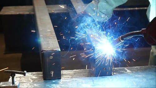 Welder at Work Sparks Flying