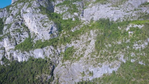 Aerial View. Beautiful Rocky Mountains. Summer Mountain Landscape, Stone and Trees
