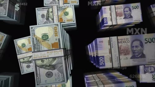 US Dollar and Mexican Peso money exchange loop