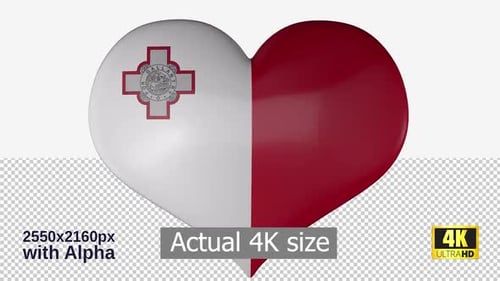 3D Rotating Malta Flag Heart Animation