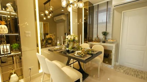 Modern and Luxurious Apartment Decoration Walkthrough from the Dining Area to the Living Area