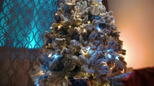 Decorated Christmas Tree and Presents in Cozy Home