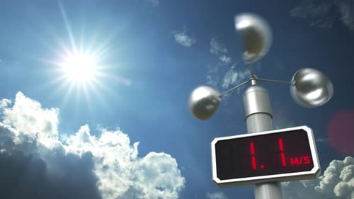 Anemometer Displays 10 Meters Per Second Wind Speed