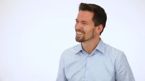 A Young Handsome Man Celebrates - White Screen Studio