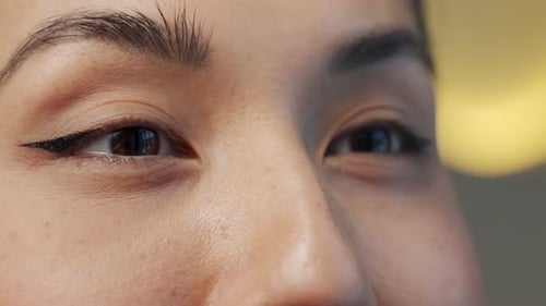 Eye Close Up With Eyeliner And Blinking