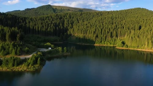Evening Lake Aerial Panorama 6