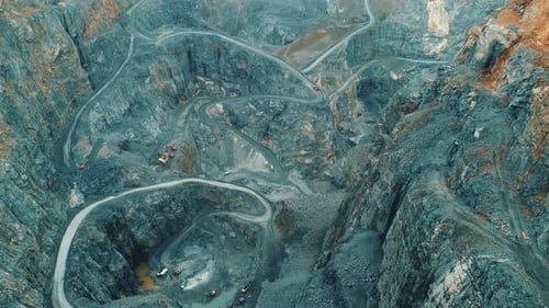 Aerial View of Large Industrial Rock Quarry