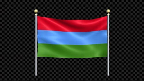 Waving Three Color Striped Flag with Alpha Channel