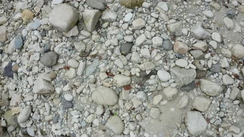 Aerial View of Rocky Riverbed, Stones and Pebbles