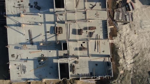 Aerial View of Concrete Building Under Construction