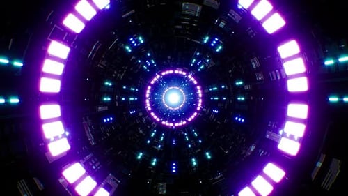 Purple Light Sci fi Neon Tunnel Background Loop 4K