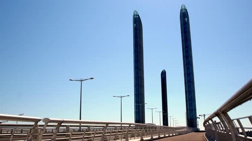 Bordeaux France Jacques Chaban-Delmas Bridge with very low traffic during the COVID-19 pandemic, Loc