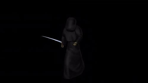 Animated Grim Reaper Figure Posing with Scythe