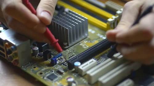 Testing Computer Motherboard Circuitry with Probes