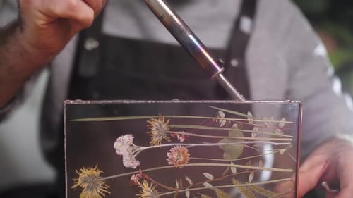 Glass Frame with Dried Flowers Soldering Process