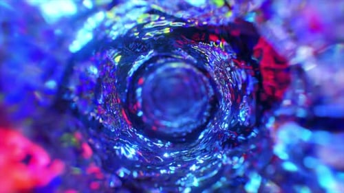 Abstract Fluid Vortex Tunnel Loop with Neon Lights