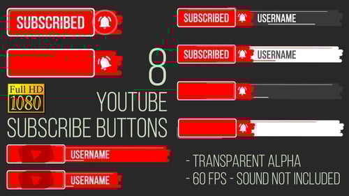 Animated YouTube Subscribe Button Lower Thirds and Bell Notifications