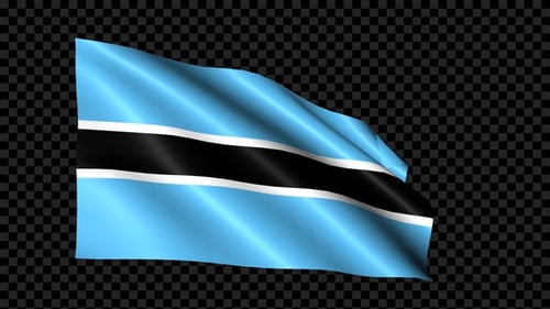 Botswana National Flag Waving Animation on Alpha Channel