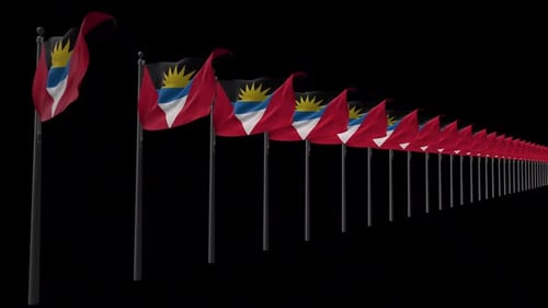 Antigua and Barbuda National Flags Waving Loop