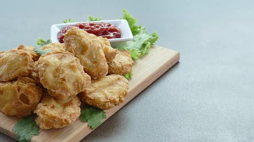 Fried chicken nugget with sauce