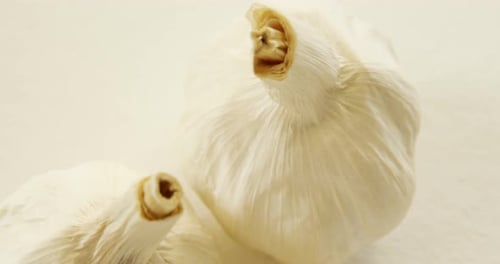 Macro Footage of Fresh Garlic Bulbs