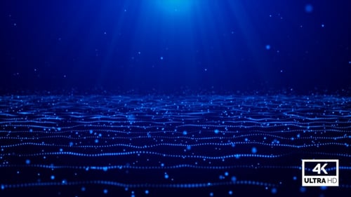 Abstract Blue Digital Wave Particle Field Loop