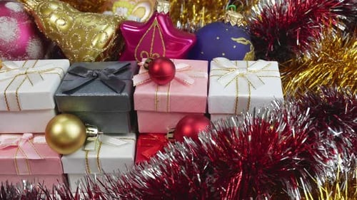 Festive Holiday Gifts with Garland and Christmas Balls
