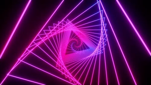 Abstract Geometric Neon Triangle Tunnel Loop Background