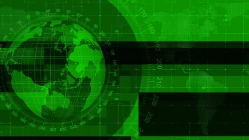 Grüne Farbe Technologie Nachrichten-Hintergrund animiert mit Planet Erde