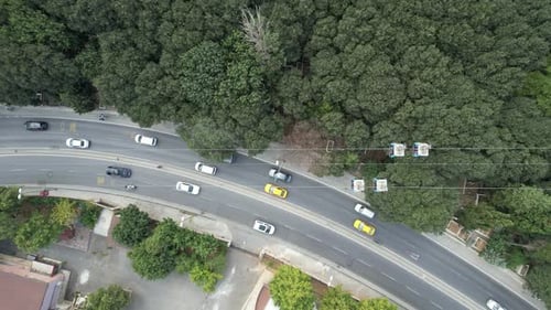 Aerial View of City Road and Forest