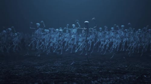 Spooky 3D Skeletons Dancing Halloween Animated Background