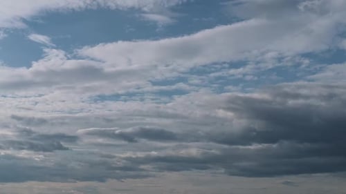 Dark cumulus clouds on blue sky, timelapse background