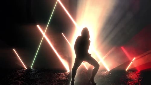 3D-Animations-Silhouette Sexy Tänzerin im Licht