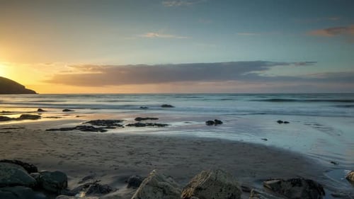 wales sunset tide beach coast landscape nature timelpase