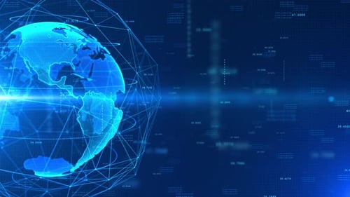 4K Cyber Technology Earth Globe Rotation.