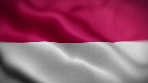 Realistic Waving Red and White Flag Animation