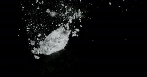 Drug, Cocaine falling against black background, Slow motion 4K