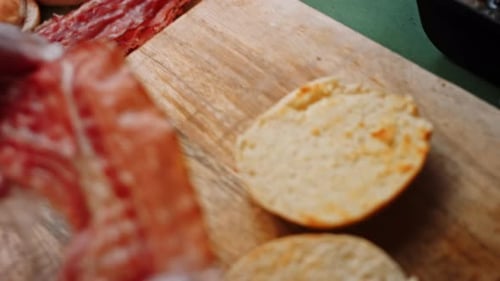 Preparing a Bacon Burger at Home