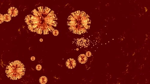 Abstract Animated Virus Cells Flowing Medical Background