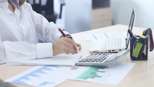 Young Woman Working In Office Business Using Modern Laptop