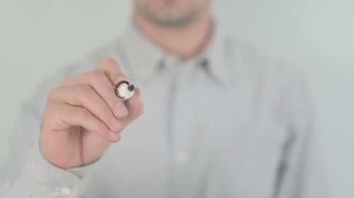 Hand Writes 'Corporate' on Clear Surface