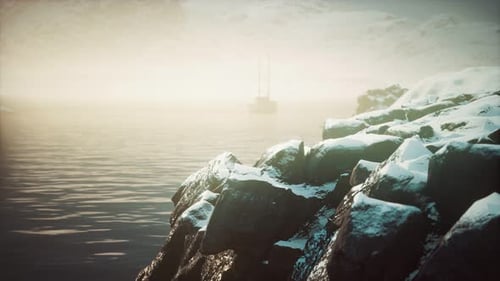 Snow Covered Mountains in Northern Ocean