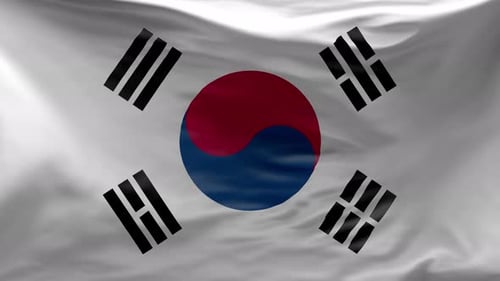 Realistic Waving South Korean Flag Loop Animation